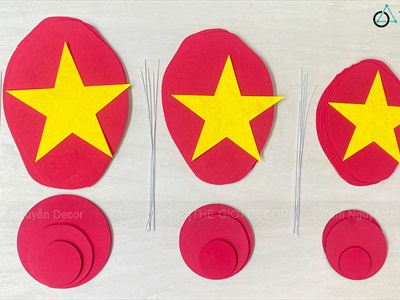 Set phụ kiện tự làm Hoa cờ Việt Nam [Loại đẹp - 3 Size] 35-45cm SET-DIY-06